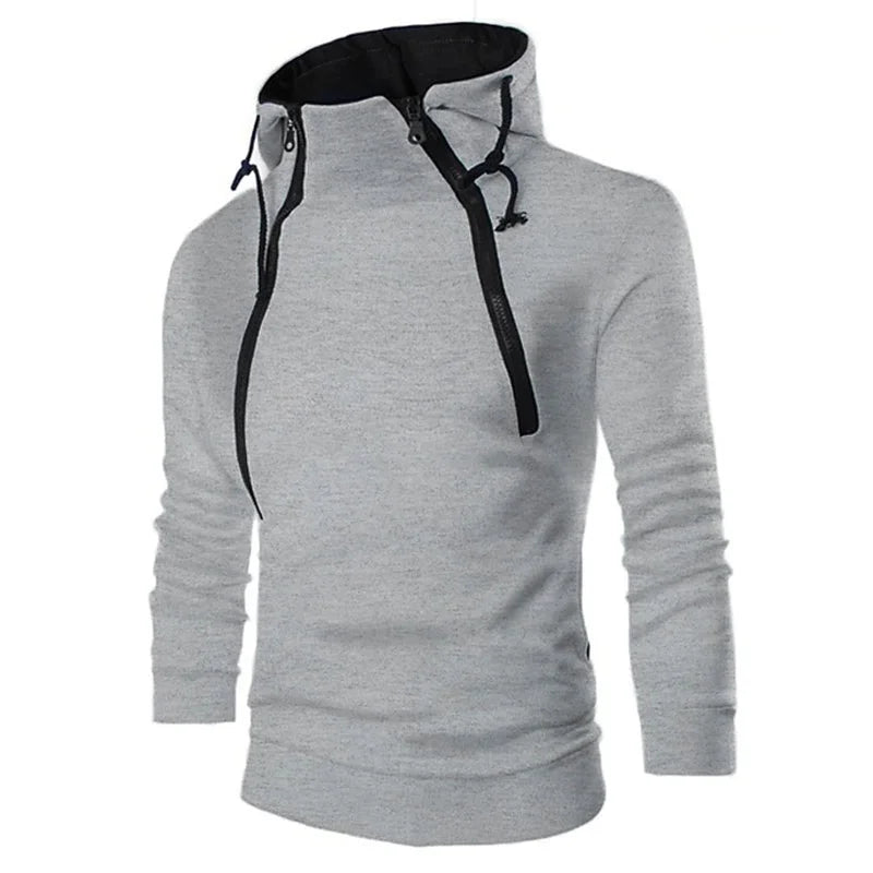 Men's Hoodies Long Sleeve Sweatshirts for Men Zipper Hooded Pullover High Neck Mens Sweatshirt Top Jacket Coat Black Sweater - Matrix Studios