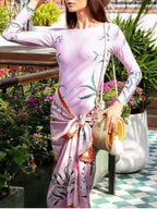 Retro Bikini Printed Fashion Two Piece Swimsuit And Cover Up With Skirt Tight Women's Bandage Summer Beach Luxury Elegant - Matrix Studios
