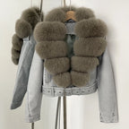 OFTBUY Natural Fox Fur Faux Leather Jacket Female New Autumn Short Top Clothing Women Long Sleeve Fake Leather Real Fur Coat - Matrix Studios