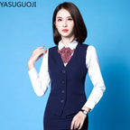 YASUGUOJI New Fashion Business Slim Fit Women Vest OL V Neck Formal Office Ladies Vest Coat Plus Size Work Wear Uniforms - Matrix Studios