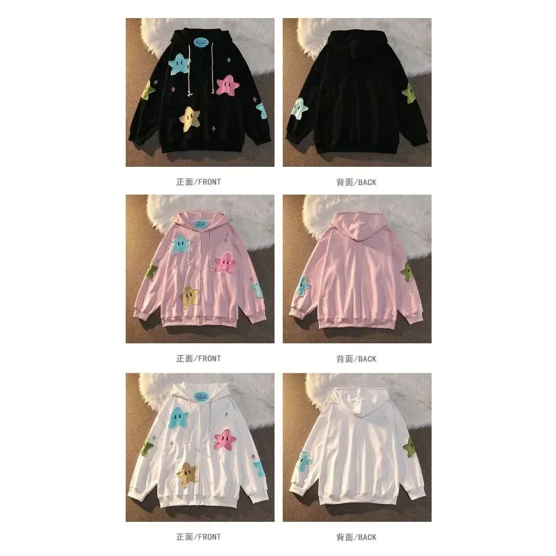 Y2K Oversized Coat Men's Personality Print Women's Hoodie Fashion Punk Harajuku Couple Zip Up Hoodie Tops Kawaii Clothes - Matrix Studios