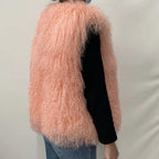 Women's Luxurious Fluffy Warm Mongolian Sheepskin Short Vest Coat Spring Autumn Sexy Wool Outerwear New Collection - Matrix Studios