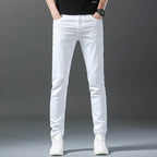 2026 Spring New Men Slim Jeans 98% Cotton White Stretch Straight Casual Fashion Pencil Pants High Quality Trousers Male Clothes - Matrix Studios