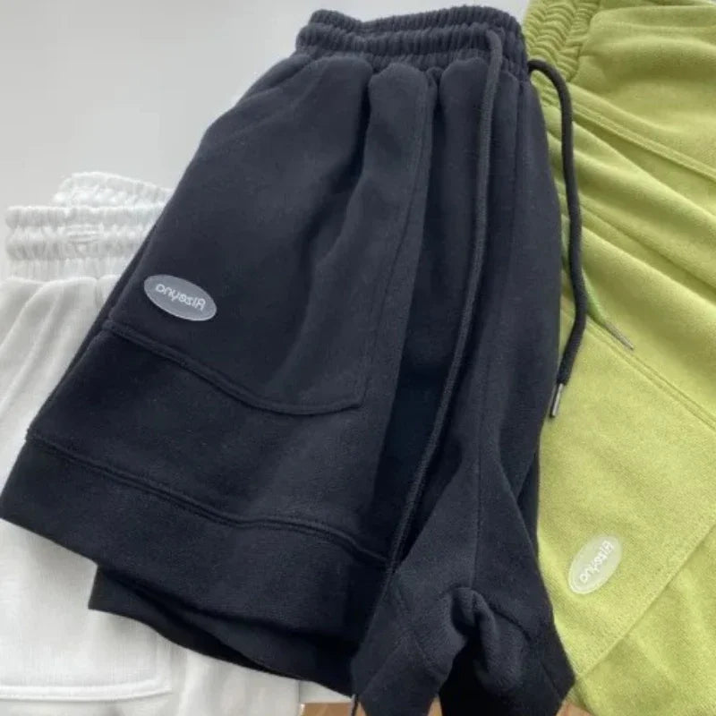 2026 Women's Comfortable Loose Wide-legged Drawstring A Pants Slim Waist Slim Fit Casual Home Versatile Sports Shorts New - Matrix Studios