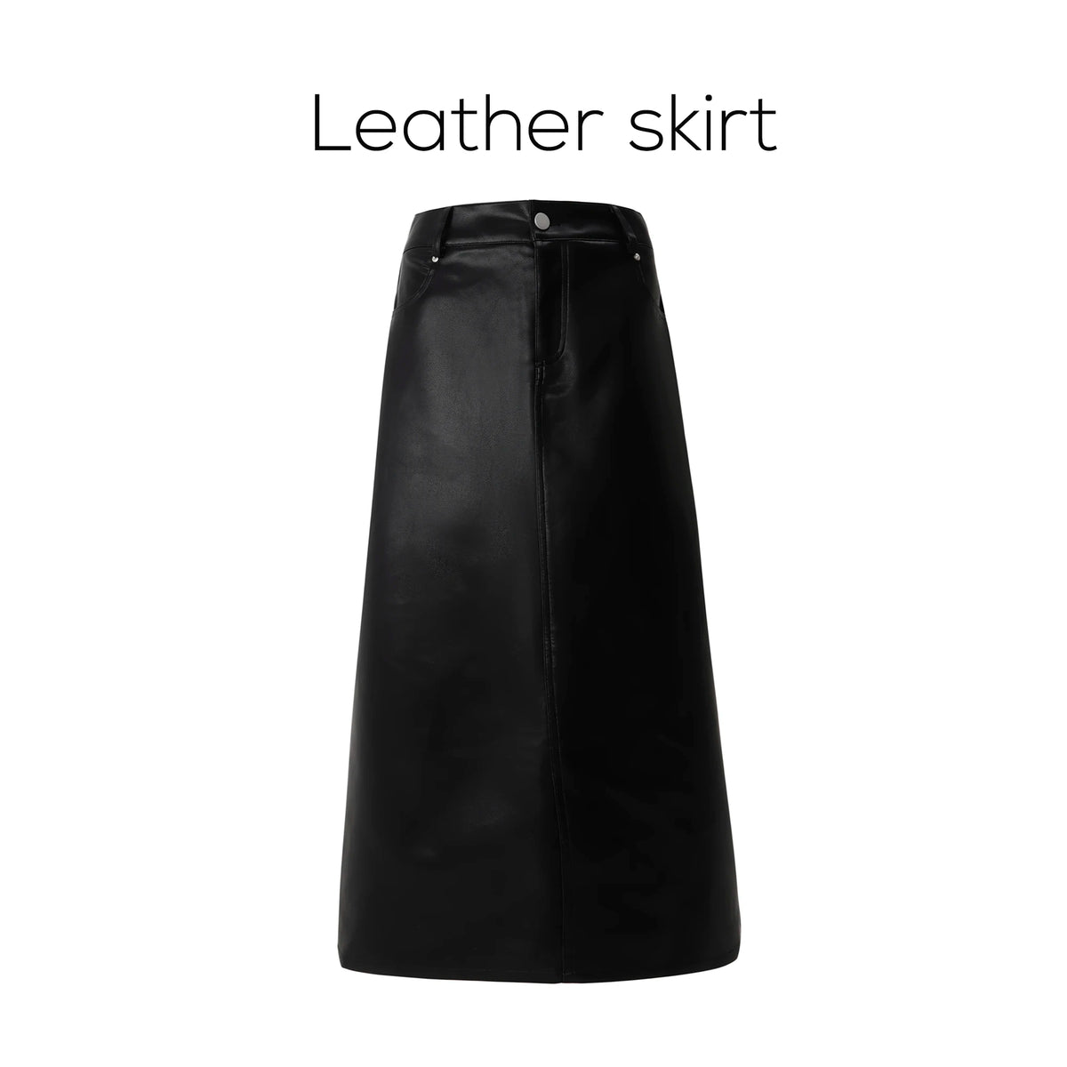AP 2026 Autumn and Winter New O-neck Two Color Patchwork Sweater Stretch Skirt Leather Skirt Fashion - Matrix Studios