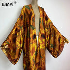 WINYI Summer New Fashion Print Women Cardigan Loose Long Dress Elegant Party Boho Maxi Beach Holiday Cover Up Kimonos Kaftan - Matrix Studios