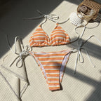 sexy terry cloth striped bikinis sets two pieces halter tie swimsuits Swimwear Biquini conjunto de bikini tankini trikini - Matrix-studios.com
