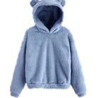 Autumn Winter Women's Hoodies Winter Women Long Sleeve Rabbit Ear Hood Sweatshirt Cute Plush Warm Casual Hoodie Tops - Matrix Studios