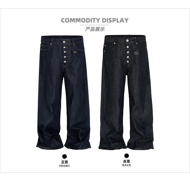 MIJKO High Street Cleanfit Drak Blue Jeans for Men and Women Straight Vintage Casual Denim Trousers ZJ089 - Matrix Studios
