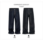 MIJKO High Street Cleanfit Drak Blue Jeans for Men and Women Straight Vintage Casual Denim Trousers ZJ089 - Matrix Studios
