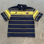 Y2k Retro Harajuku T Shirt Two Color Embroidered Logo Striped Patchwork Barca Polo Shirt Trendy Hiphop Men Women Oversized Tops - Matrix-studios.com