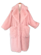 Lautaro Winter Long Oversized Pink Thick Warm Soft Shaggy Fluffy Faux Fur Coat Women Pockets Lapel Loose Sweet Cute Fashion 2022 - Matrix Studios