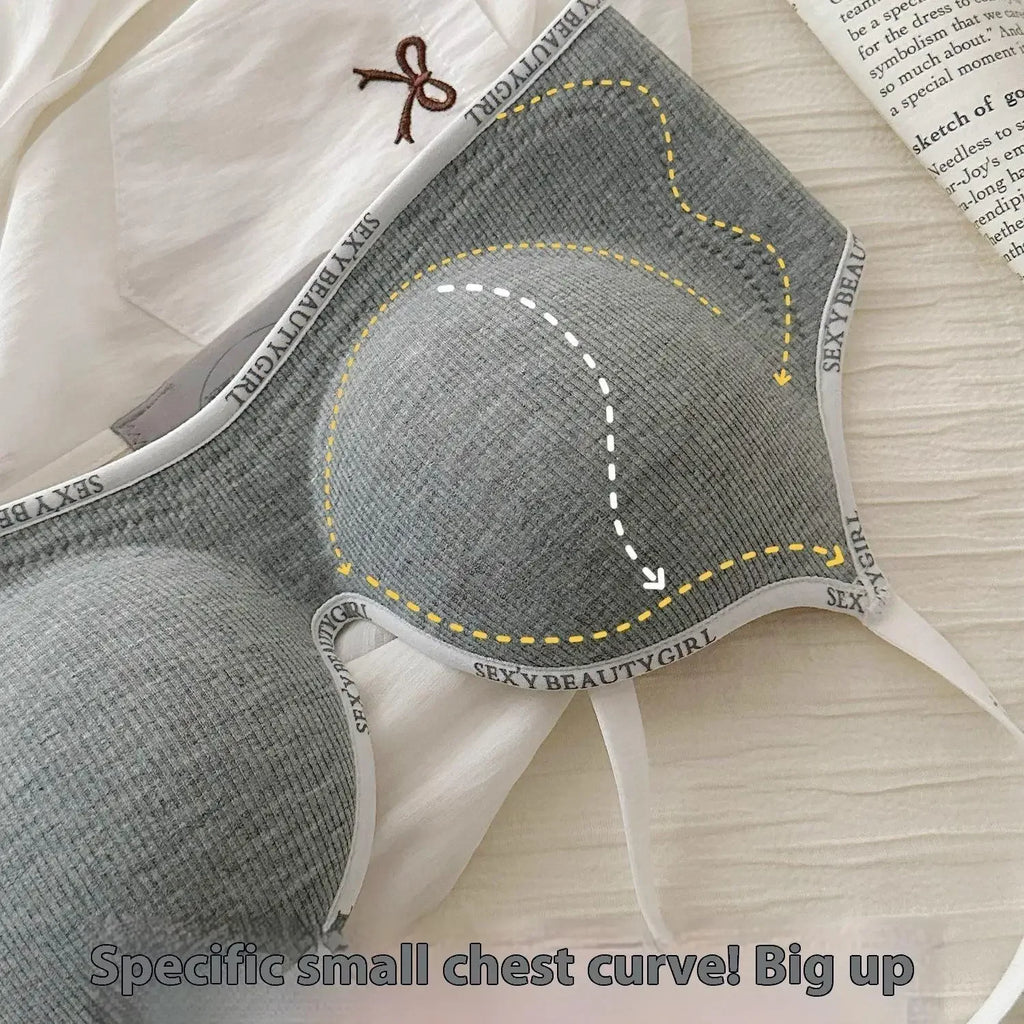 Wireless Push Up Bra for Small Chest - Seamless Anti-Sagging Invisible Bralette, Enhance Lift Comfort No Trace (Letter Design) - Matrix Studios