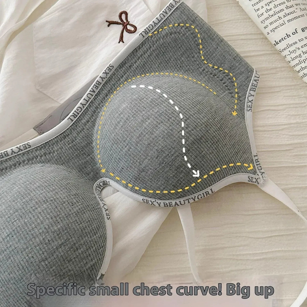 Wireless Push Up Bra for Small Chest - Seamless Anti-Sagging Invisible Bralette, Enhance Lift Comfort No Trace (Letter Design) - Matrix Studios