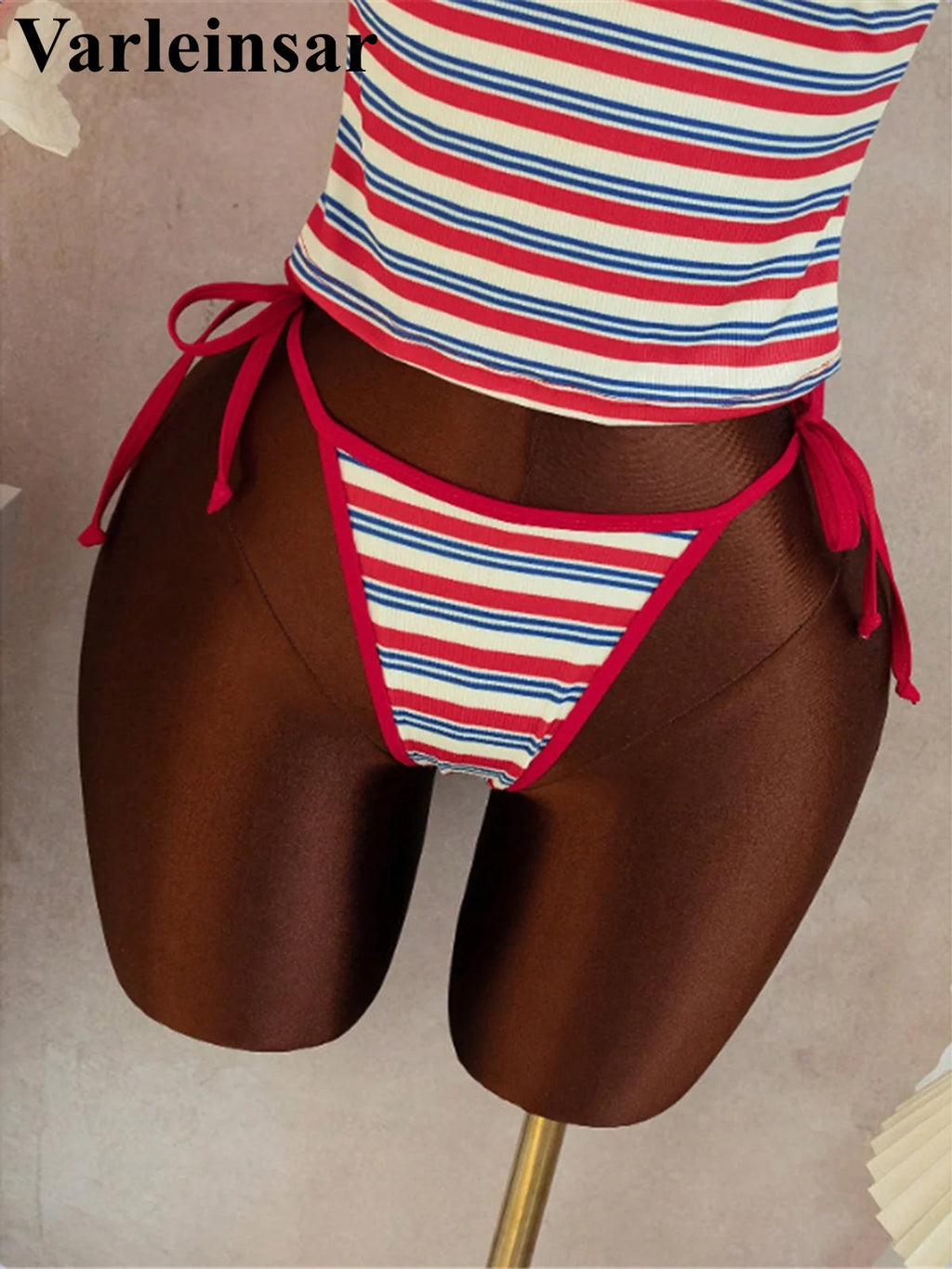 S - XL Striped V Neck Tankini Halter Bikini Female Swimsuit Women Swimwear Two-Pieces Bikini Set Bather Bathing Suit Swim V8110 - Matrix-studios.com