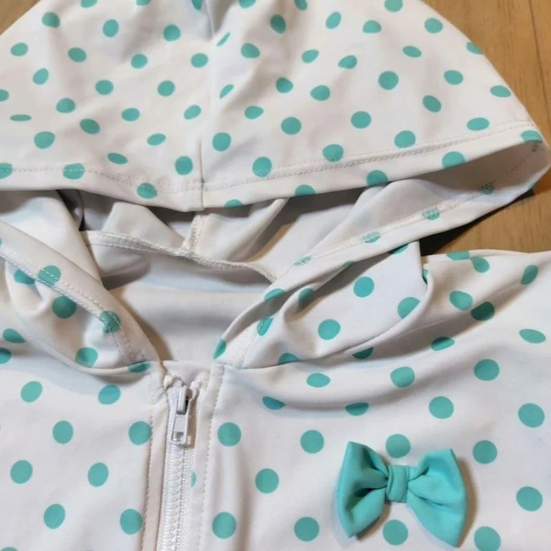 Japanese subculture Harajuku retro polka dot bow long sleeved women's zipper hooded sweatshirt American spicy girl trendy top - Matrix Studios