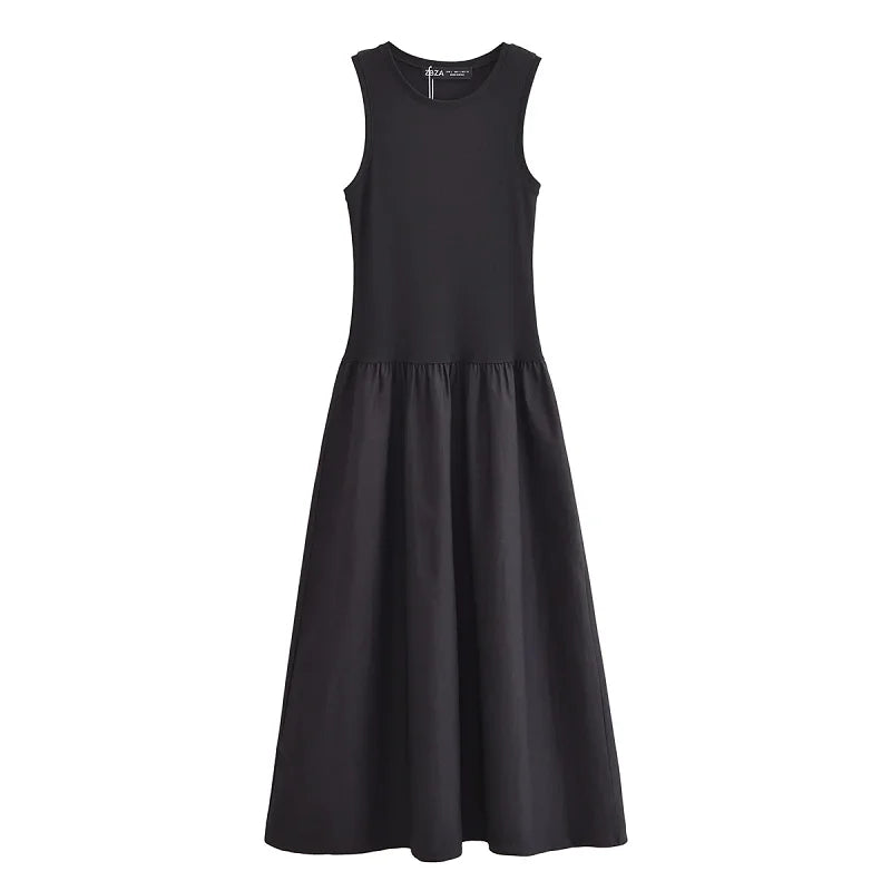 HXAO Women's Black Long Dresses 2025 Spring Sleeveless Elegant Dresses Fashion Casual Vintage Party Khaki Dresses Vestidos - Matrix-studios.com
