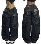 Y2K Hip-hop Stitching Fashion Joker Retro Jeans Female Korean Casual Simple Dress Essential Wide-leg Pants Loose  Joker Overalls - Matrix-studios.com
