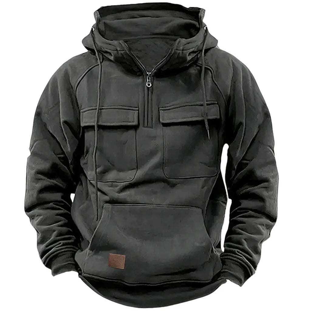 Men's Casual Sports Hooded Sweatshirt New Style Outdoor Thick Fashionable Loose Long-Sleeved Pullover with Multiple Pockets - Matrix Studios