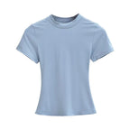 2025 New High Quality Casual T shirt Sexy Slim Short Sleeves Fashion Trend Solid Women Clothing y2k Tops - Matrix-studios.com