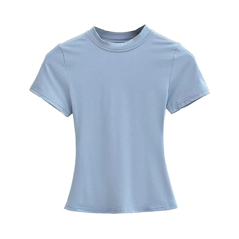 2025 New High Quality Casual T shirt Sexy Slim Short Sleeves Fashion Trend Solid Women Clothing y2k Tops - Matrix-studios.com