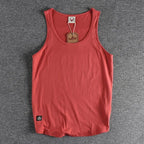 Summer New American Sleeveless O-neck Solid Color T-shirt Men's Fashion 100% Cotton Washed Casual Sports Fitness Basketball Vest - Matrix Studios