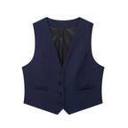 Willshela Women Fashion Solid Single Breasted Waistcoats Vest Vintage Sleeveless Jackets Female Chic Lady Tank Tops - Matrix Studios