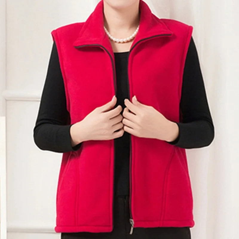 Polar Fleece Coat For Women's Vest Autumn Sleeveless Vests For Women Jacket Fashion Zipper Casual Waistcoat Female - Matrix Studios