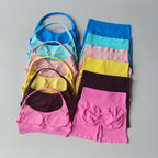 2PCs Peach High Waist Belly Hip Lifting Sports Bras Shorts Suit Gathering Shock-proof Neck Halter Yoga Suit Running Fitness Set - Matrix-studios.com
