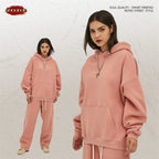ZODF New Thick 350gsm Fleece Hooded Hoodies For Men Unisex Winter Oversized Loose Basic Solid Sweatshirts Pullovers Coats HY0631 - Matrix Studios