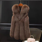 2025 Women Autumn Winter New Imitation Fox Fur Vest Jacket Female Mid-Length Vest Women Grace Fashion Young Coat - Matrix Studios