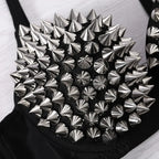 Silver Rivets Punk Rave Bralette Lingerie Gothic Bra Top Sexy Push Up Brassiere Nightclub Party Bar Fashion Hot Bras for Women - Matrix Studios