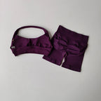 Sexy Halter Neck Beautiful Back High Waist Peach Sports Bras Shorts Suit Pilates Gathering Yoga Vest Training Fitness Bra Sets - Matrix-studios.com