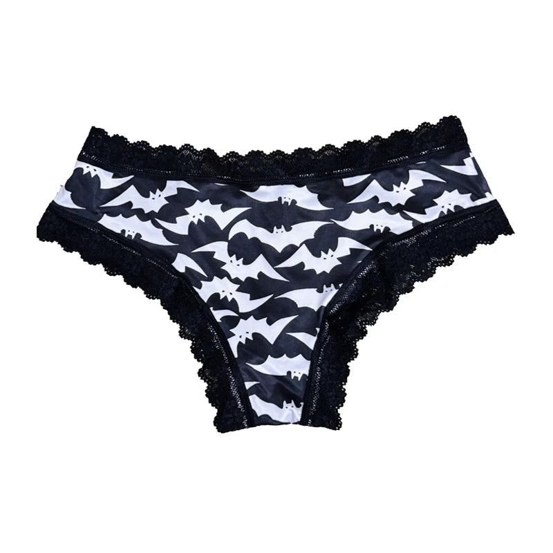 Underwear Women's Lace Edge Sexy Panties Gothic Style Lingerie Rose Skull Personalized Comfortable Breathable Triangle Pants - Matrix Studios