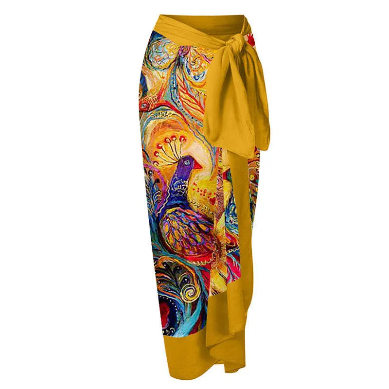 2026 New Sexy Print Retro Swimwear Beach Dress Cover Up Long Skirts Skirt Party Outfits Swimsuit Beachwear - Matrix Studios