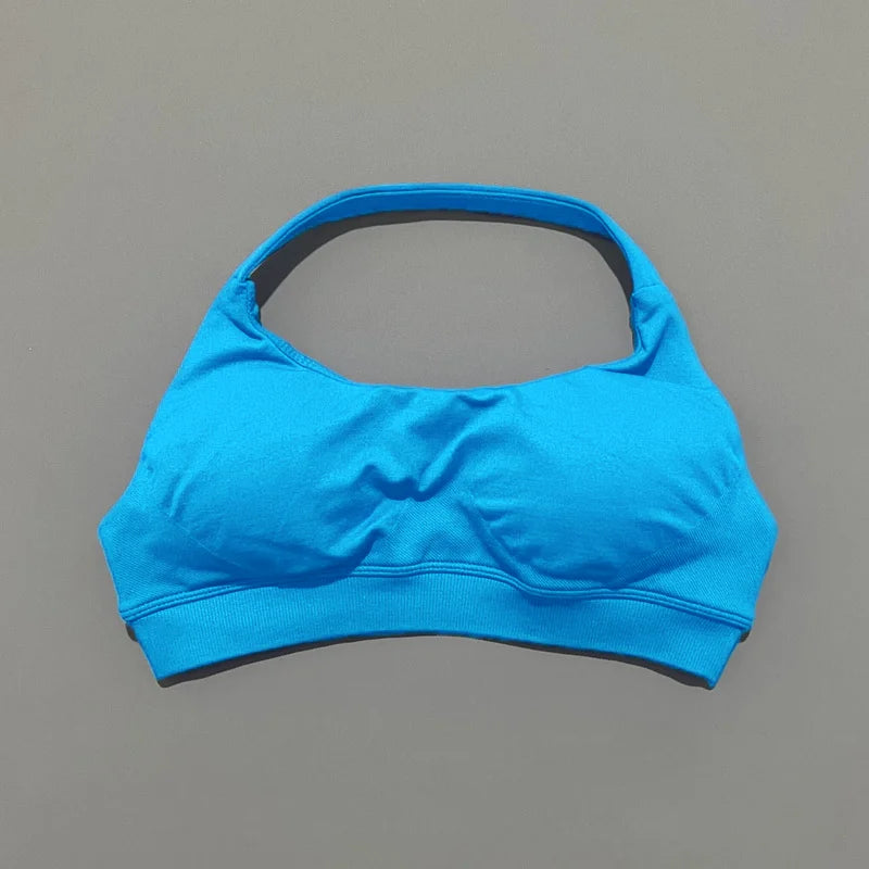 Sports Bra Women Seamless Yoga Halter Bra Top High Support Open Back Bra Fitness Push-up Activewear Workout Gym Underwear - Matrix-studios.com