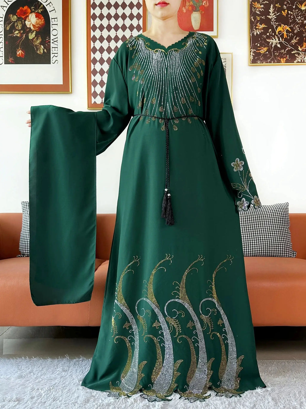 2025Fashion Dubai Diamond Muslim Women Modest Dress Elegant Arabic Femme Hijab Long Sleeve Chiffon Abaya Islamic Turkey Clothing - Matrix-studios.com