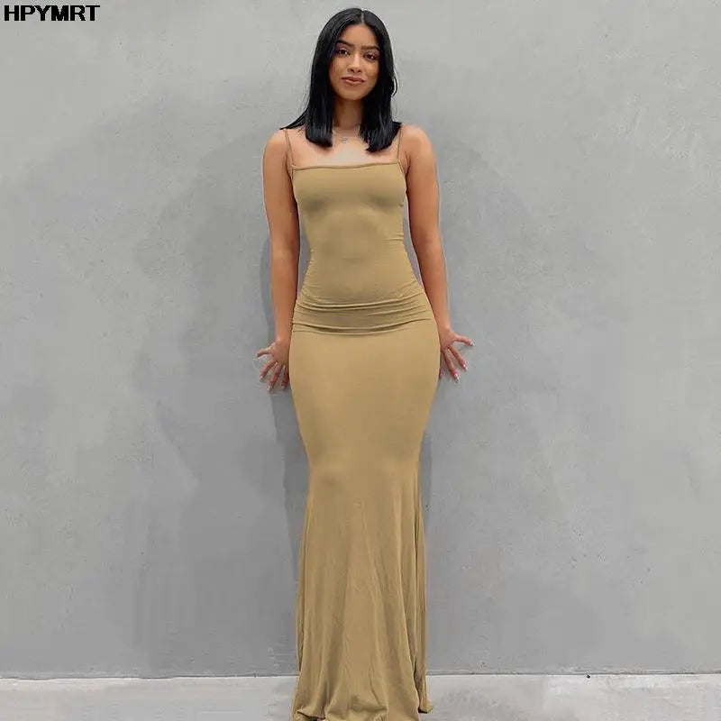 Satin Slip Sleeveless Backless Slim Sexy Maxi Dress 2022 Spring Women Party Y2K Concise Bodycon Elegant Dresses Female Clothing - Matrix-studios.com