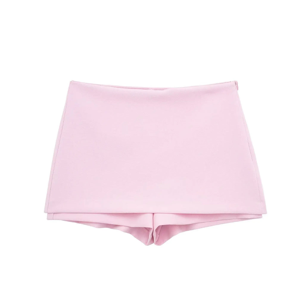 Women Summer 2 Piece Set High Waist Back Pocket Mini Skirts Shorts Sexy V-Neck Sleeveless Backless Suspender Zipper Top - Matrix-studios.com