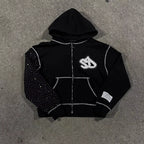Korean Fashion Simple Gray Double Sided Oversized Zipper Hoodie Women Y2K New Harajuku Gothic Casual Joker Couple Sweatshirt - Matrix Studios