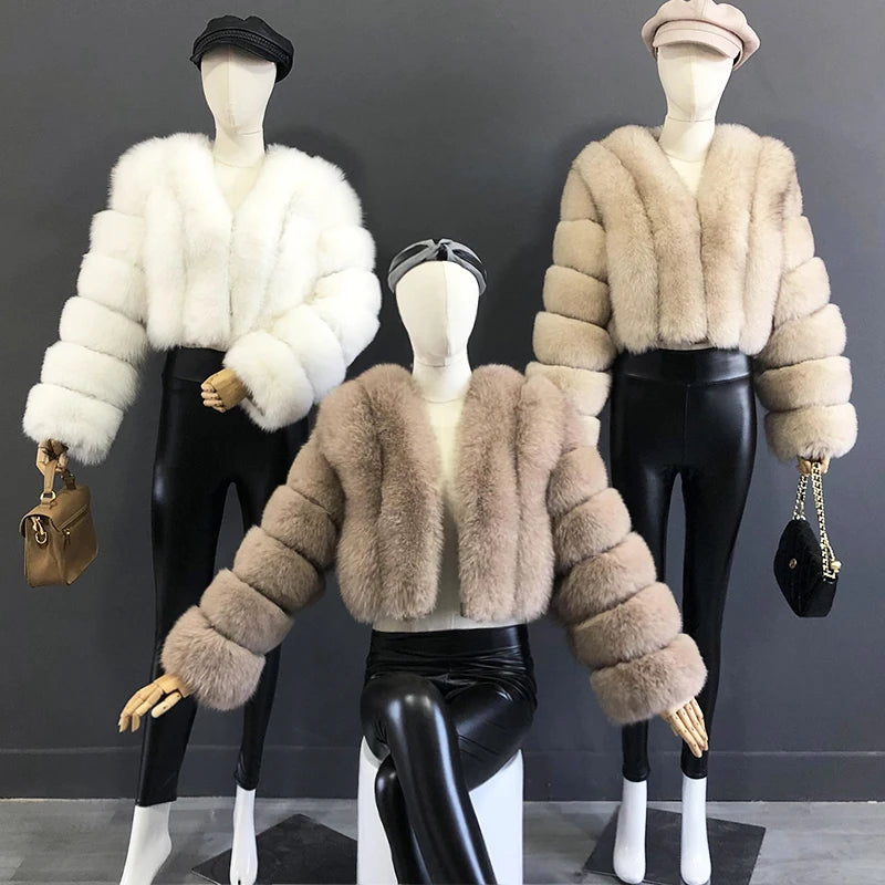 High Quality Fur Coat Women 100% Real Fox Fur Jacket Women's Fall/Winter Luxury Short Natural Fox Fur Coat Leather Jacket - Matrix Studios