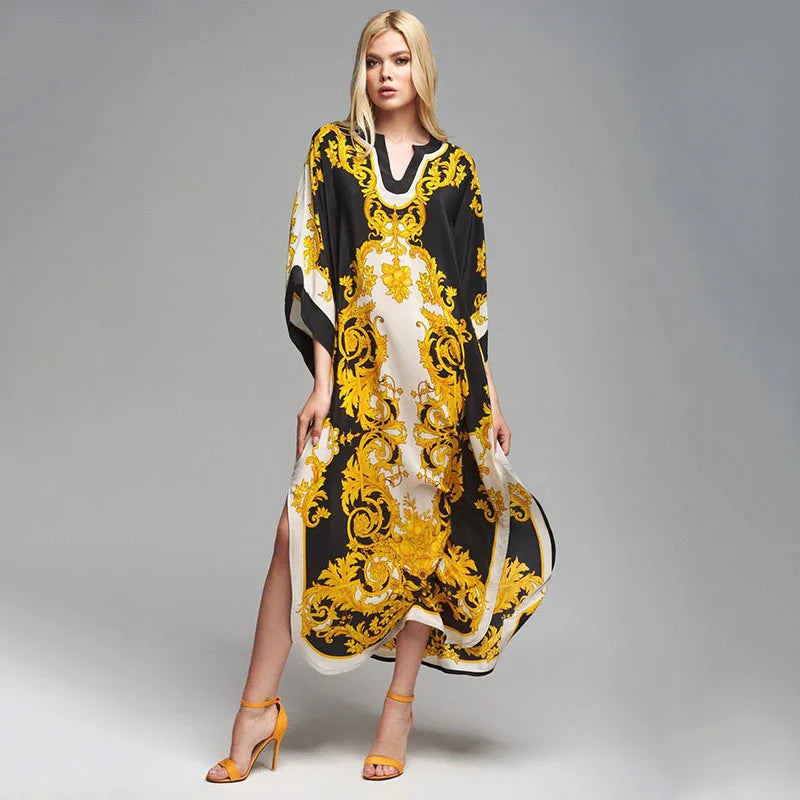 2026 Women Swimsuit Beach Cover Up dress Sleeve Kaftan Beach Tunic Long Pareos Bikinis Cover ups Summer Robe Plage Beachwear - Matrix Studios