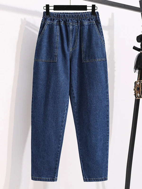 plus Size Denim Trousers High Waist Straight Leg Women's Spring Faion Slimming Long Pants Casual Harajuku Sle Jeans - Matrix-studios.com