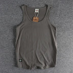 Summer New American Sleeveless O-neck Solid Color T-shirt Men's Fashion 100% Cotton Washed Casual Sports Fitness Basketball Vest - Matrix Studios