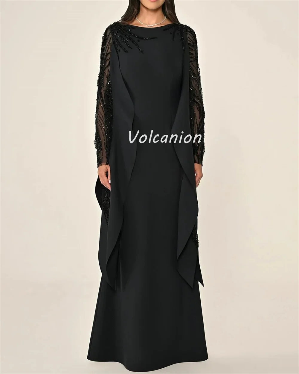 Customized Classic High Quality Jersey Rhinestone Beading Sequined Draped Straight O-Neck Long Dresses Bespoke Occasion Dresses - Matrix Studios