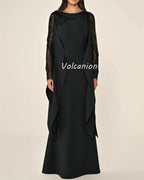 Customized Classic High Quality Jersey Rhinestone Beading Sequined Draped Straight O-Neck Long Dresses Bespoke Occasion Dresses - Matrix Studios