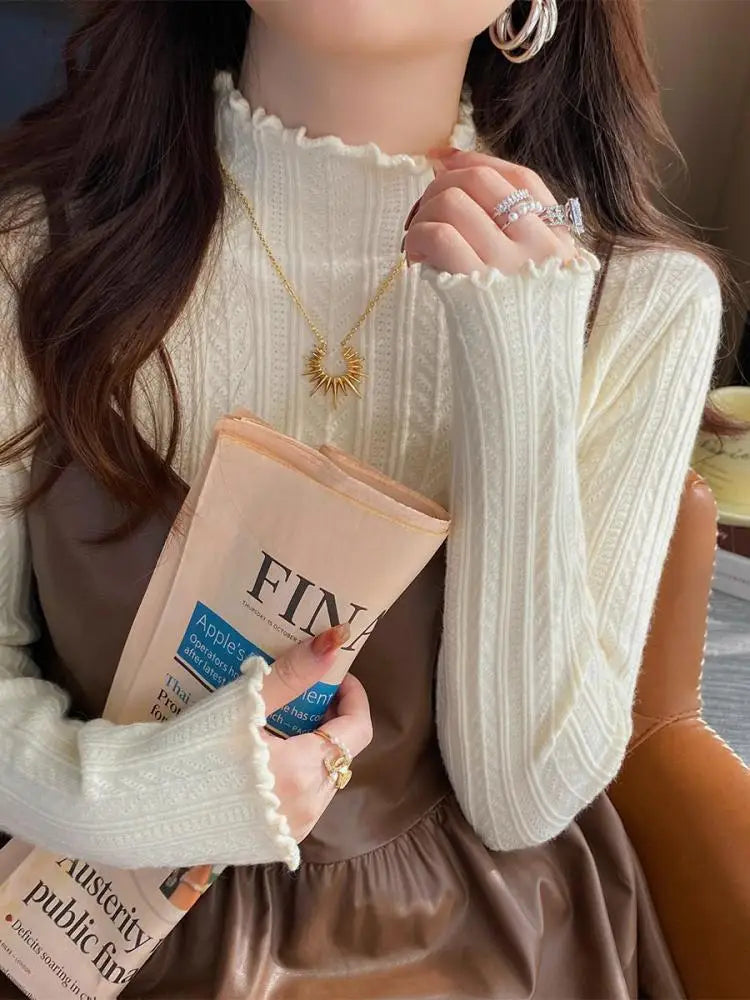2026 Ruched Turtleneck Women Sweaters Autumn Winter Warm Pullover Slim Tops Knitted Sweater Jumper Soft Pull Female - Matrix Studios