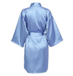 Solid Satin Night Robe, Elegant Half Sleeve V Neck House Robe With Belt, Women's Sleepwear - Matrix-studios.com