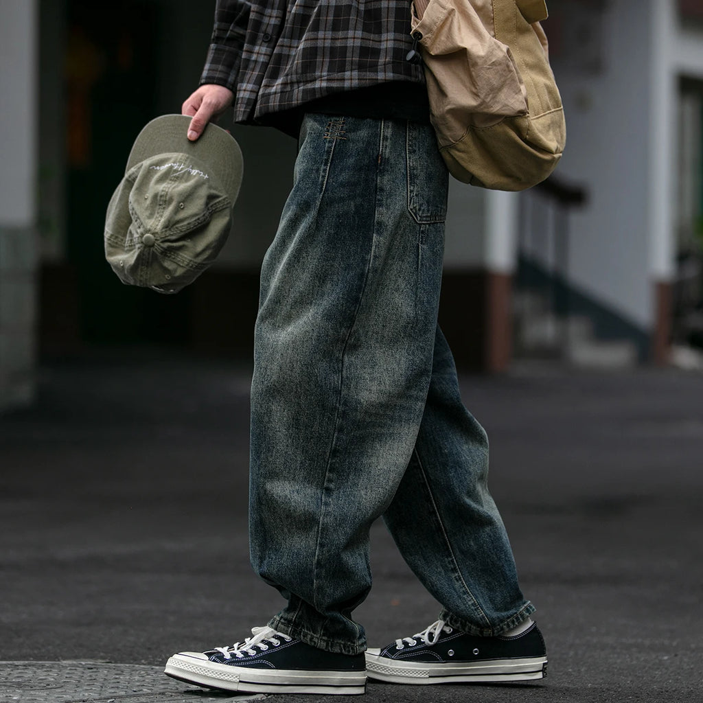 American Vintage High Quality Denim Cargo Pants Men Clothing Streetwear Loose Skate Jeans Harajuku Casual Harem Trousers Male - Matrix Studios
