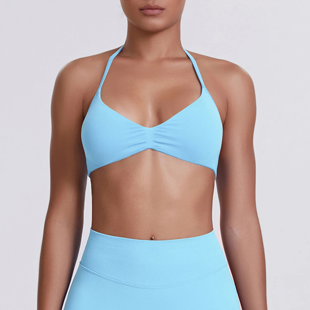 Sexy Neck Strap Bra for Woman Summer Breathable Backless Yoga Bra Women Fitness Solid Color Yoga Sports Bra Workout Top - Matrix-studios.com